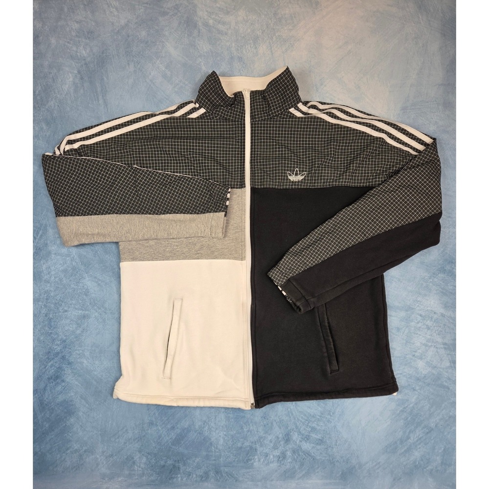 Adidas Originals Asymm Men's Track Jacket L Black White Gray Grid Full Zip